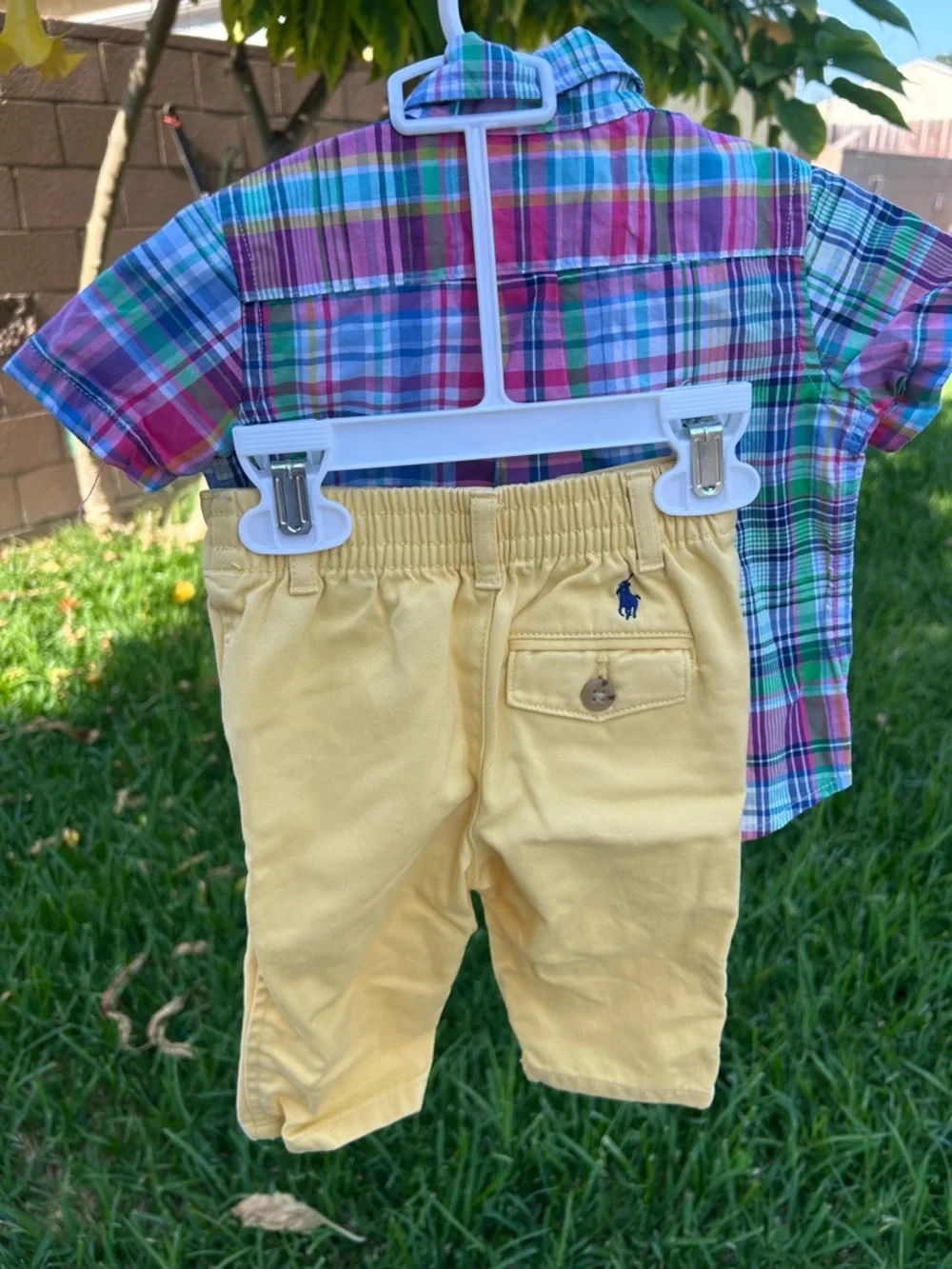 Ralph Lauren Short-Sleeve Plaid Button-Down Shirt in Pink, Green & Blue